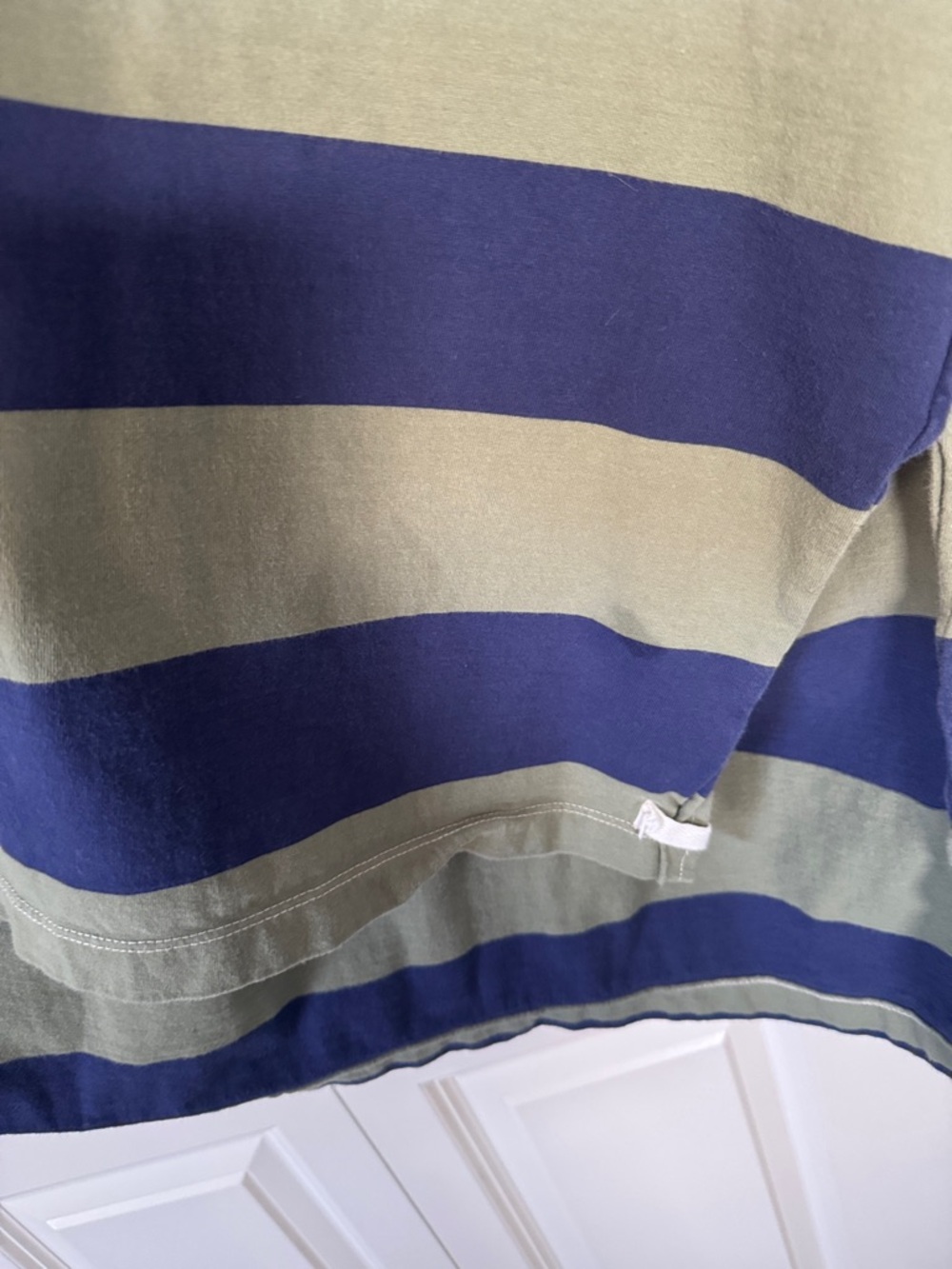 We The Free Olive Green and Navy Blue Striped Rugby Polo - Picture 7 of 10